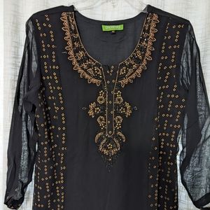 Beautiful black and gold Indian tunic -like new!